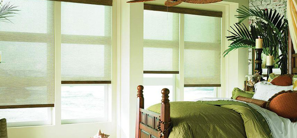 eco-friendly sustainable Lafayette Interior Fashions Eco Friendly Screen Shades green light filtering shade