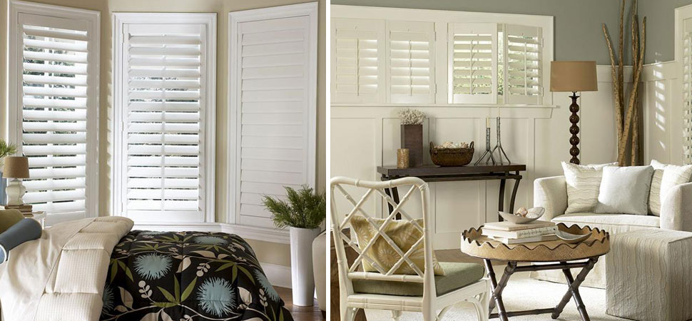 custom shutters - plantation shutters white Wyndham Shutters Lafayette bedroom shutters small windows