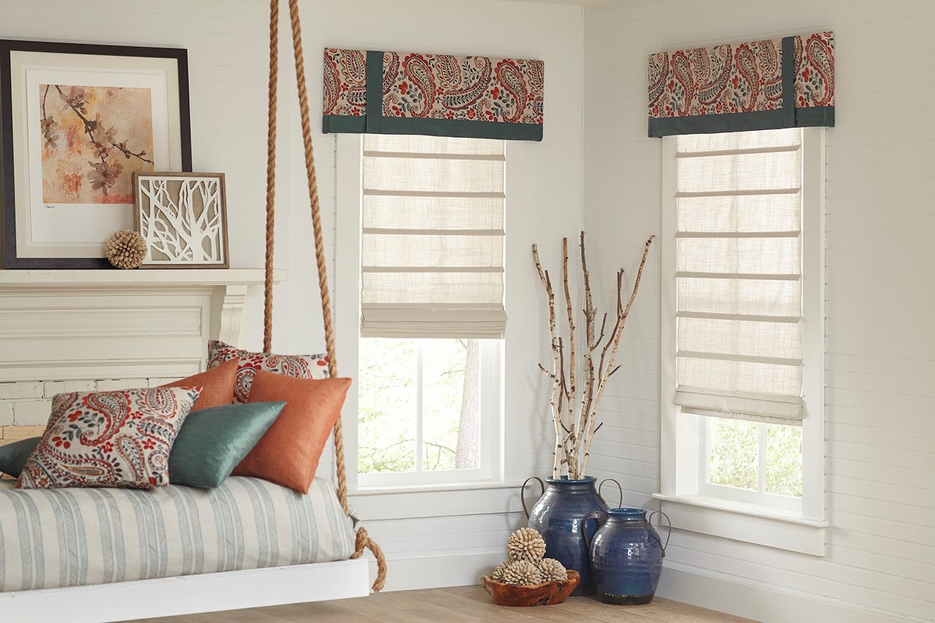 Roman Shades featured in a reading nook