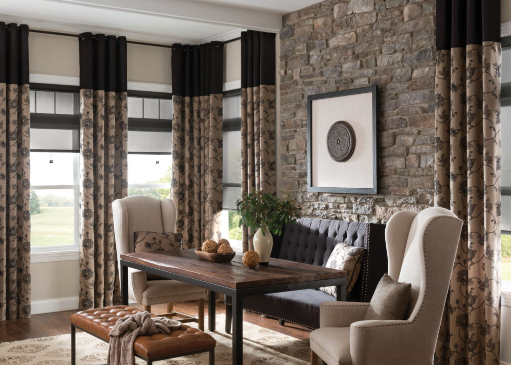 Curtains being showcased in an at-home office